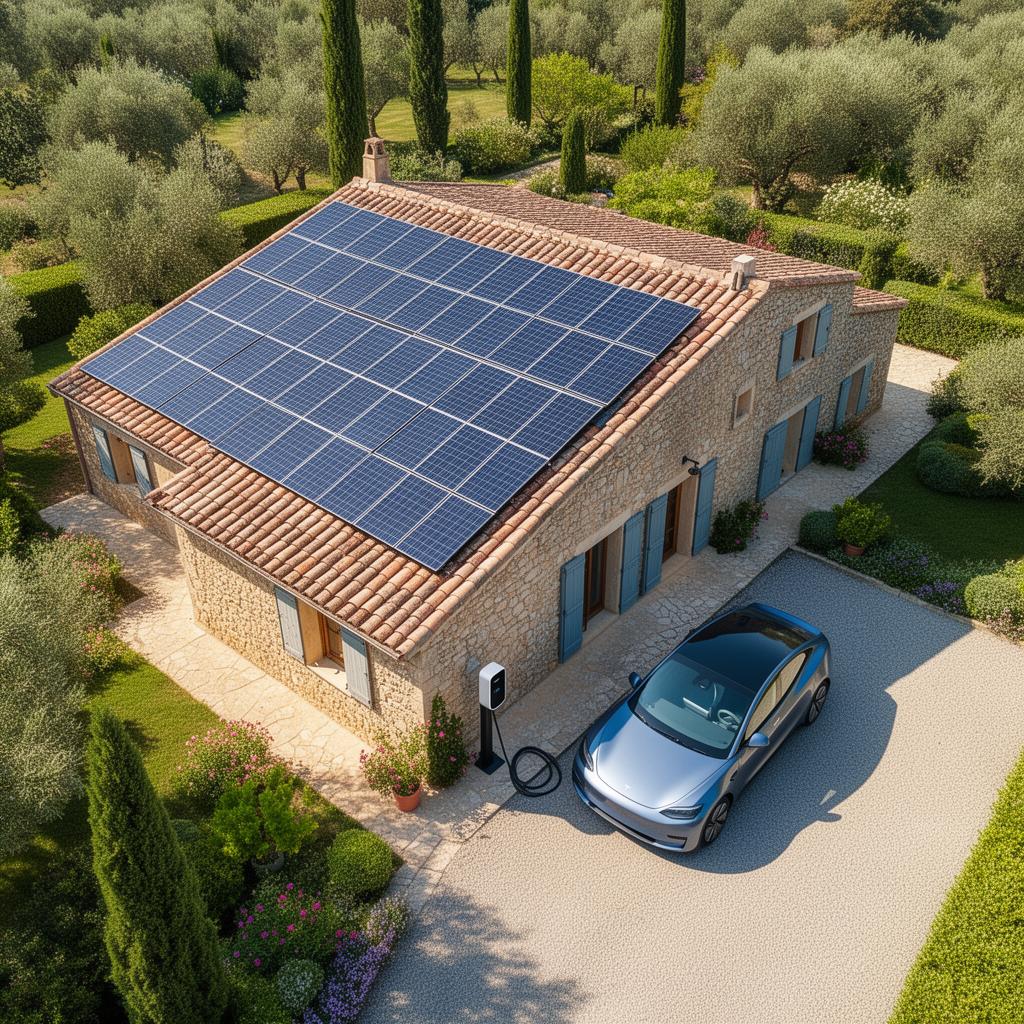 Borne de recharge alimentée par panneaux solaires — installation Lumëel