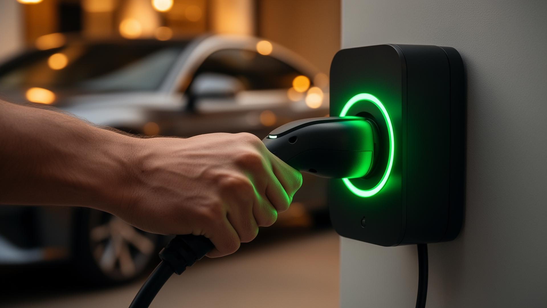 Borne de recharge moderne en cours d'utilisation